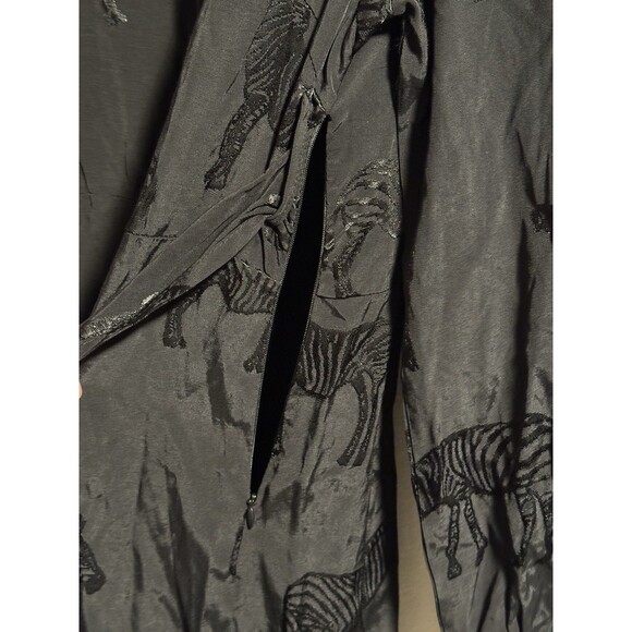 ZARA Black Zebra Print Diamonte Button Thigh Split Midi Dress Size L NWT - Picture 13 of 16